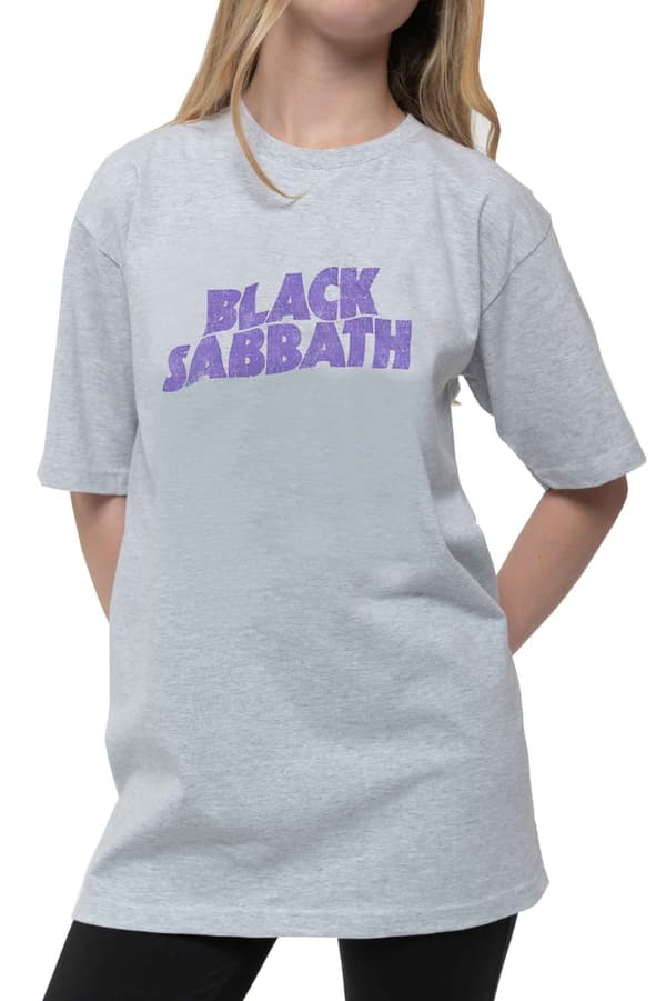 Black Sabbath Kids T Shirt Wavy Band Logo Official Heather Grey Ages 3-14yrs