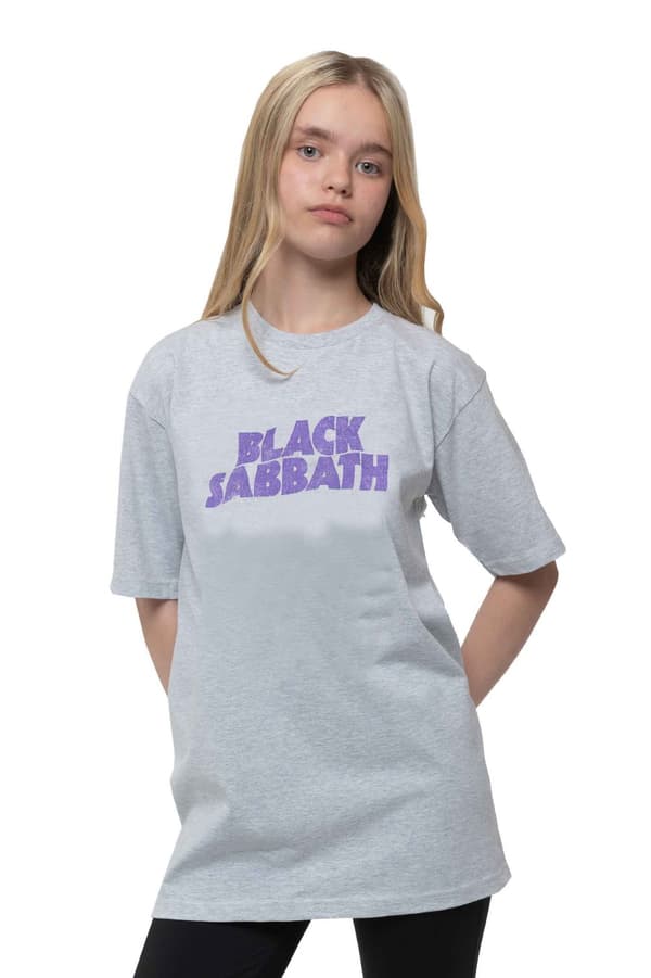 Black Sabbath Kids T Shirt Wavy Band Logo Official Heather Grey Ages 3-14yrs
