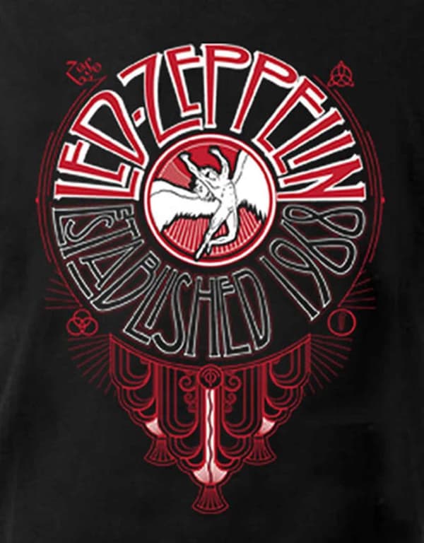 Led Zeppelin T Shirt Deco Circle Band Logo Official Mens Black
