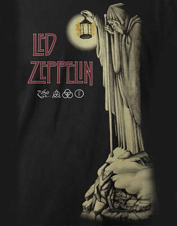 Led Zeppelin T Shirt Stairway to heaven Hermit Band Logo Official Mens Black
