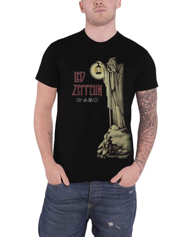 Led Zeppelin T Shirt Stairway to heaven Hermit Band Logo Official Mens Black