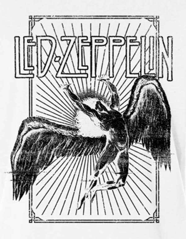 Led Zeppelin T Shirt Icarus Burst Band Logo Official Womens Skinny Fit White