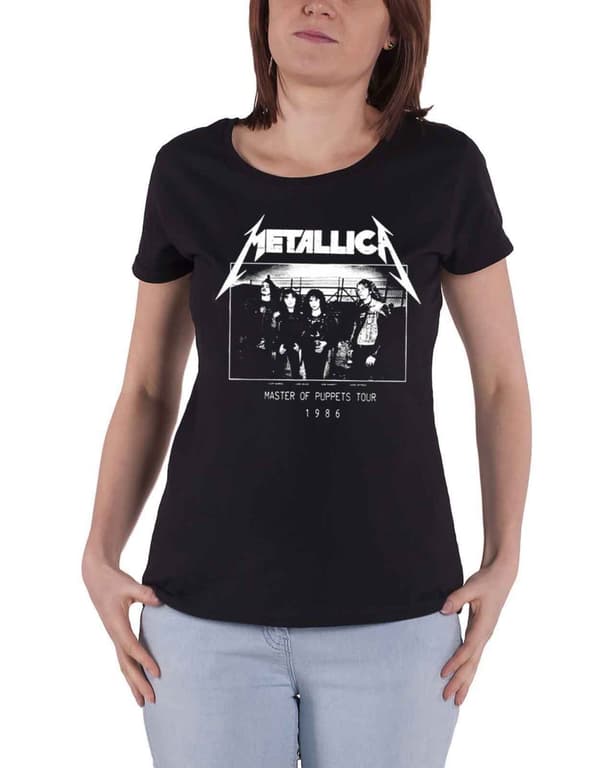 Metallica T Shirt MOP Photo Damage Inc Tour Official Womens Skinny Fit Black
