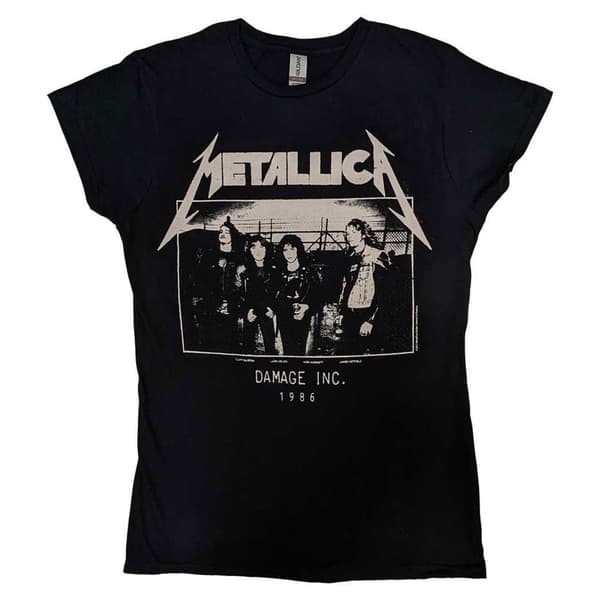 Metallica T Shirt MOP Photo Damage Inc Tour Official Womens Skinny Fit Black Black L