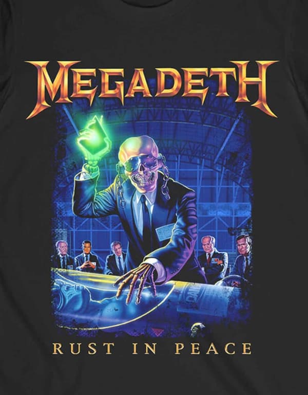 Megadeth T Shirt Rust In Peace Tracklist Band Logo Official Black