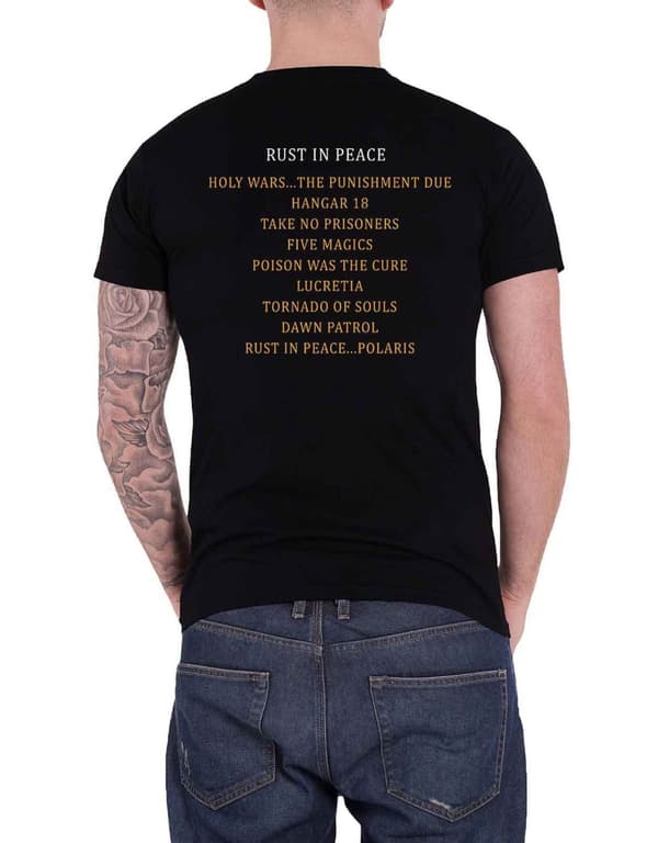 Megadeth T Shirt Rust In Peace Tracklist Band Logo Official Black