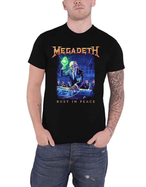 Megadeth T Shirt Rust In Peace Tracklist Band Logo Official Black