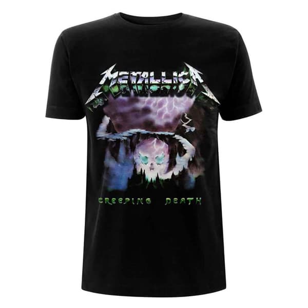 Metallica T Shirt Creeping Death Band Logo Official Mens Black Black L