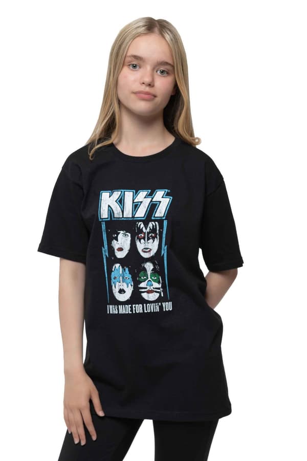 Kiss Kids T Shirt Made For Lovin You Band Logo Official Black Ages 1-14 yrs