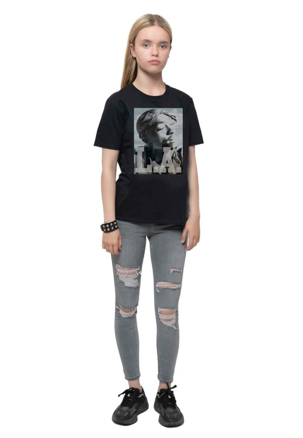 Tupac Kids T Shirt LA Skyline Portrait Logo Official Black Ages 1-14 yrs