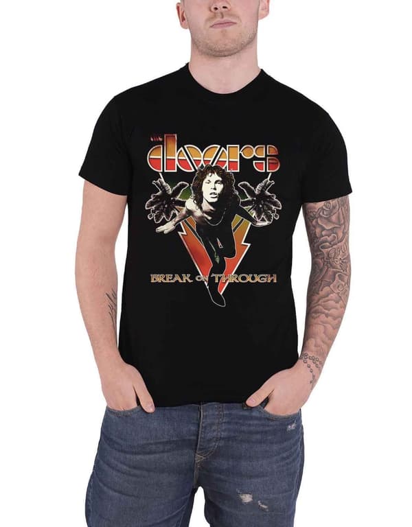 The Doors T Shirt Break On Through Vintage Band Logo Official Mens Black Black M