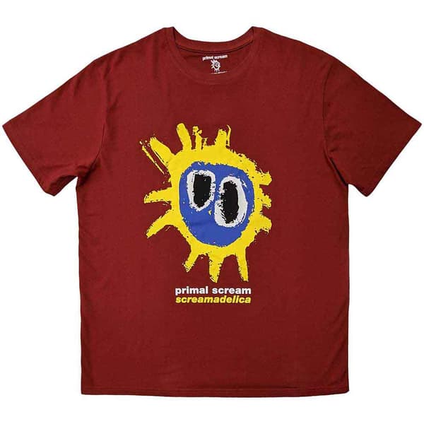 Primal Scream T Shirt Screamadelica Band Logo Official Mens Red