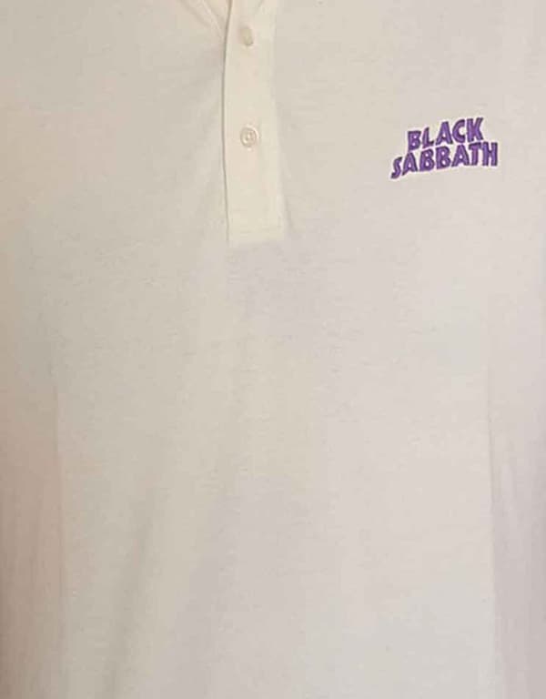 Black Sabbath Polo Shirt Wavy Logo Official Mens Natural Unisex XXL
