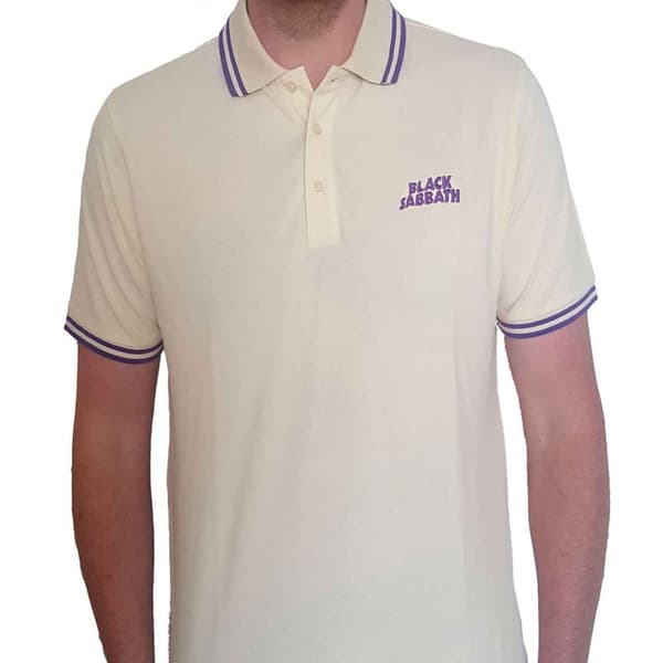 Black Sabbath Polo Shirt Wavy Logo Official Mens Natural Unisex XXL