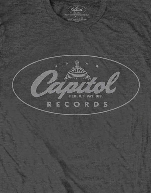Capitol Records T Shirt Logo Official Mens Charcoal Grey