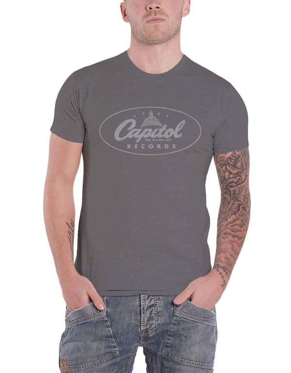 Capitol Records T Shirt Logo Official Mens Charcoal Grey