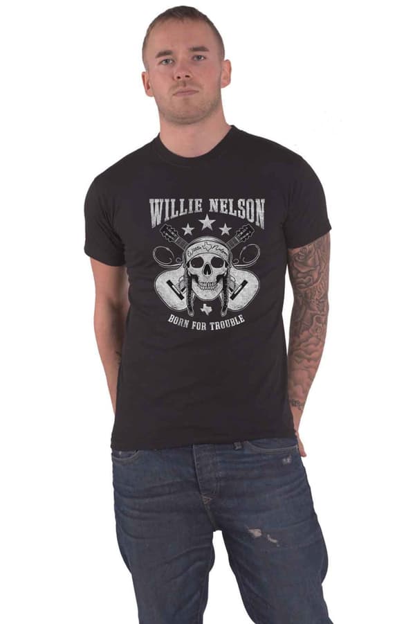 Willie Nelson T Shirt Skull Logo Official Mens Black