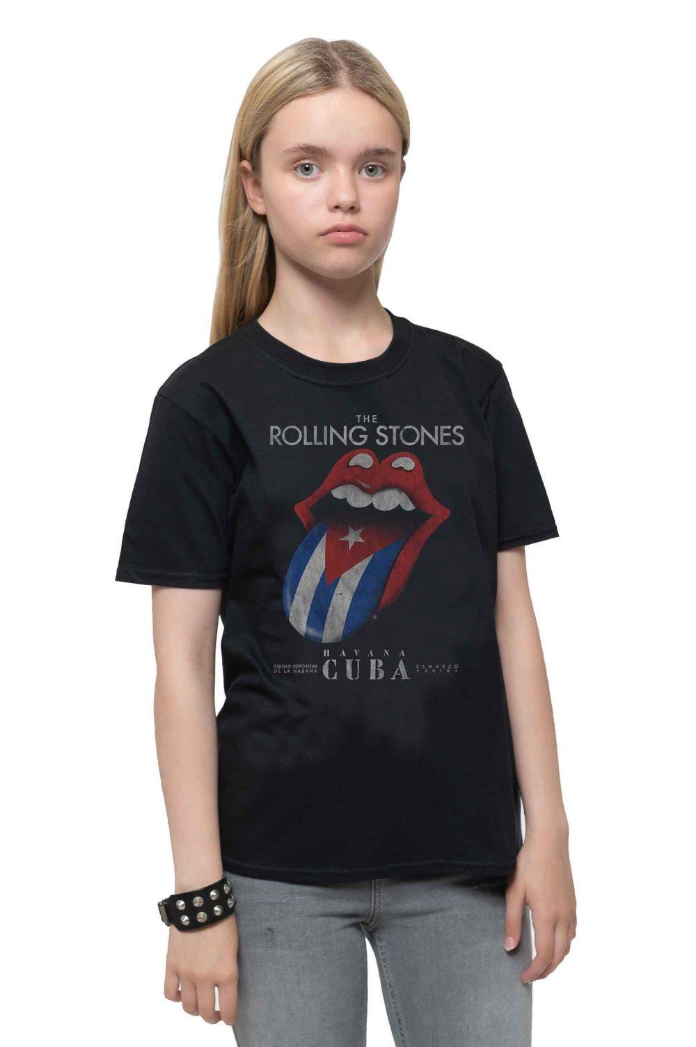 The Rolling Stones Kids T Shirt Havana Cuba Logo Official Black Ages 3-10 yrs