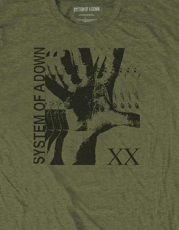 System Of A Down T Shirt Intoxicated Band Logo Official Mens Military Green