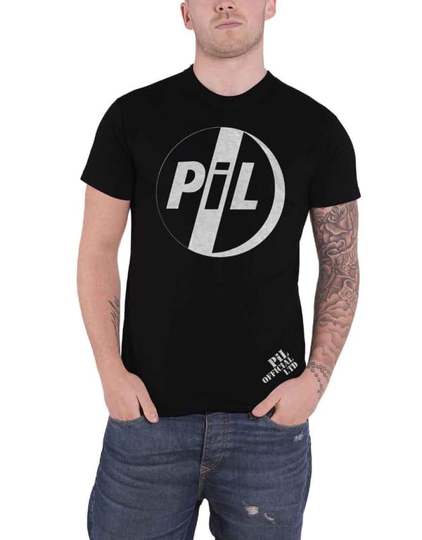 PIL Public Image Ltd T Shirt White Band Logo Official Mens Black