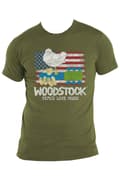 Miniatyrbild 4 av 4: Woodstock T Shirt Flag Logo Official Mens Military Green