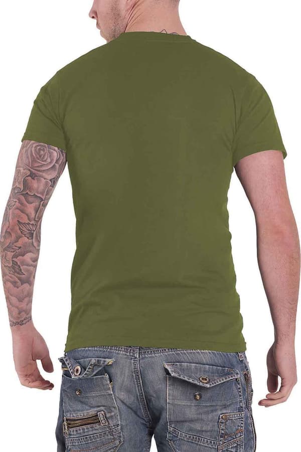Woodstock T Shirt Flag Logo Official Mens Military Green
