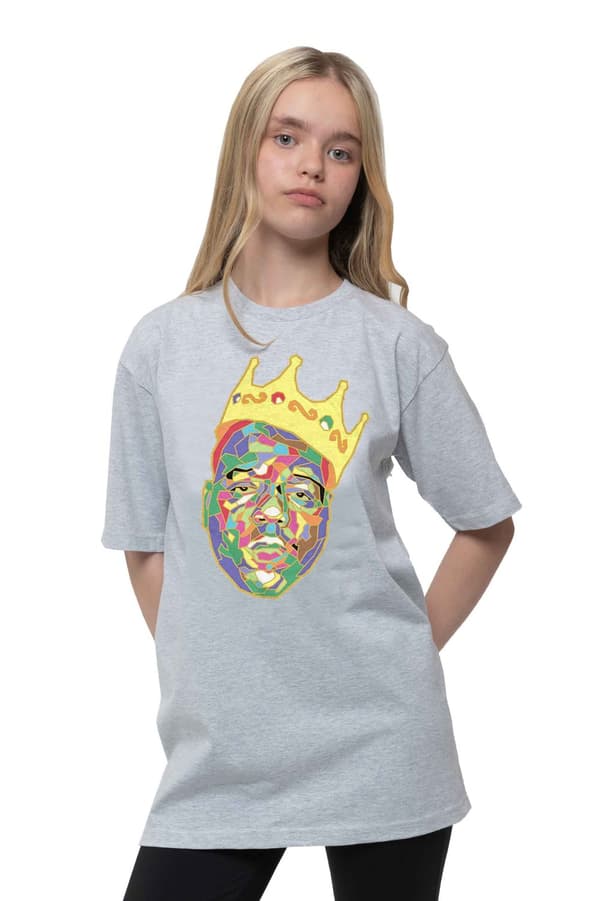 Biggie Smalls Kids T Shirt Crown Logo Official Heather Grey Ages 3-14 yrs