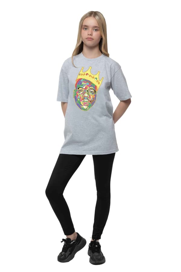 Biggie Smalls Kids T Shirt Crown Logo Official Heather Grey Ages 3-14 yrs