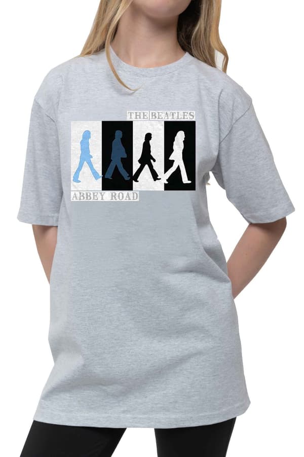 The Beatles Kids T Shirt Abbey Road Colours Crossing Official Grey Ages 3-14yrs