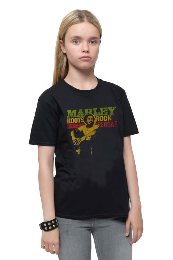 Bob Marley Kids T Shirt Roots Rock Reggae Official Black Ages 3-14 yrs
