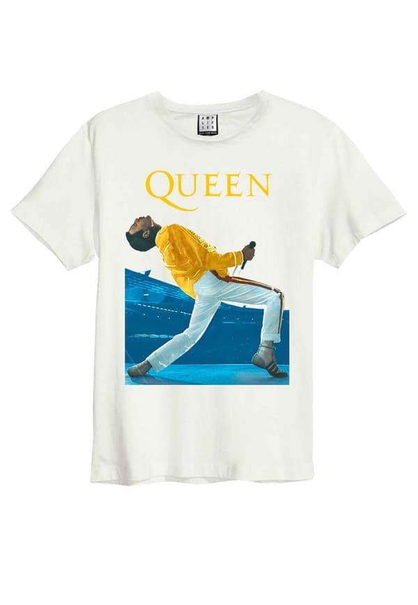 Queen T Shirt Freddie Triangle Official Amplified Unisex Vintage White