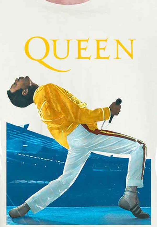 Queen T Shirt Freddie Triangle Official Amplified Unisex Vintage White