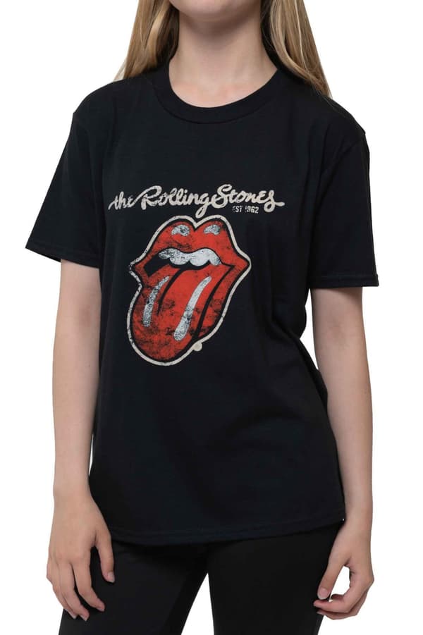 The Rolling Stones Kids T Shirt Plastered Tongue Official Black Ages 1-14 yrs