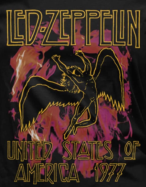 Led Zeppelin T Shirt Black Flames Band Logo Official Womens Skinny Fit Black