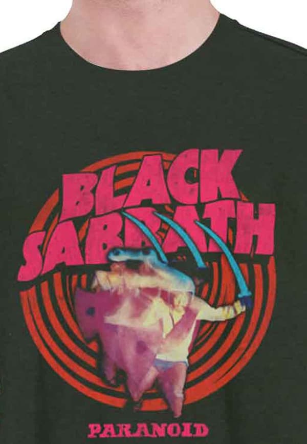 Black Sabbath T Shirt Paranoid Band Logo Official Amplified Unisex Charcoal