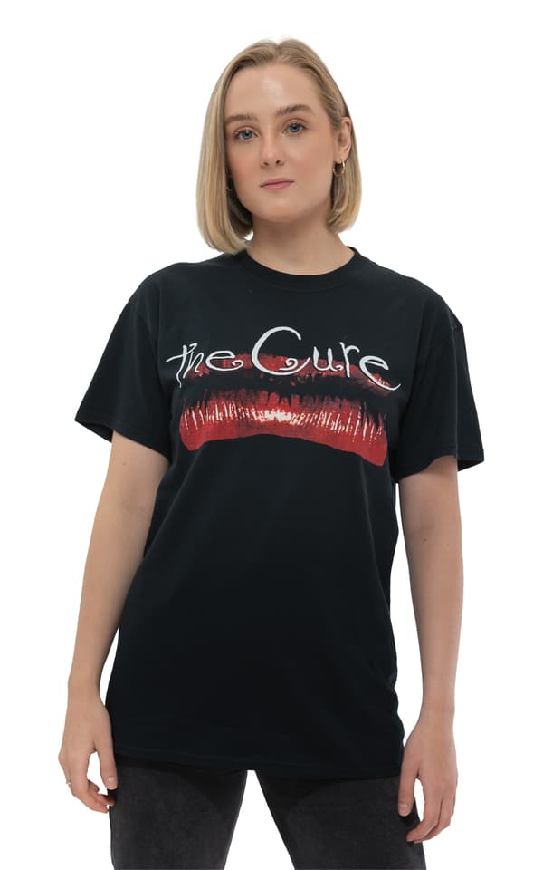 The Cure T Shirt Kiss Me Band Logo Official Unisex Black Black L