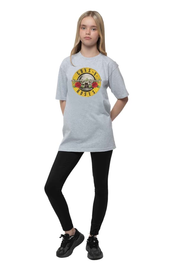 Guns N Roses Kids T Shirt Classic Logo Official Heather Grey Ages 3-14yrs