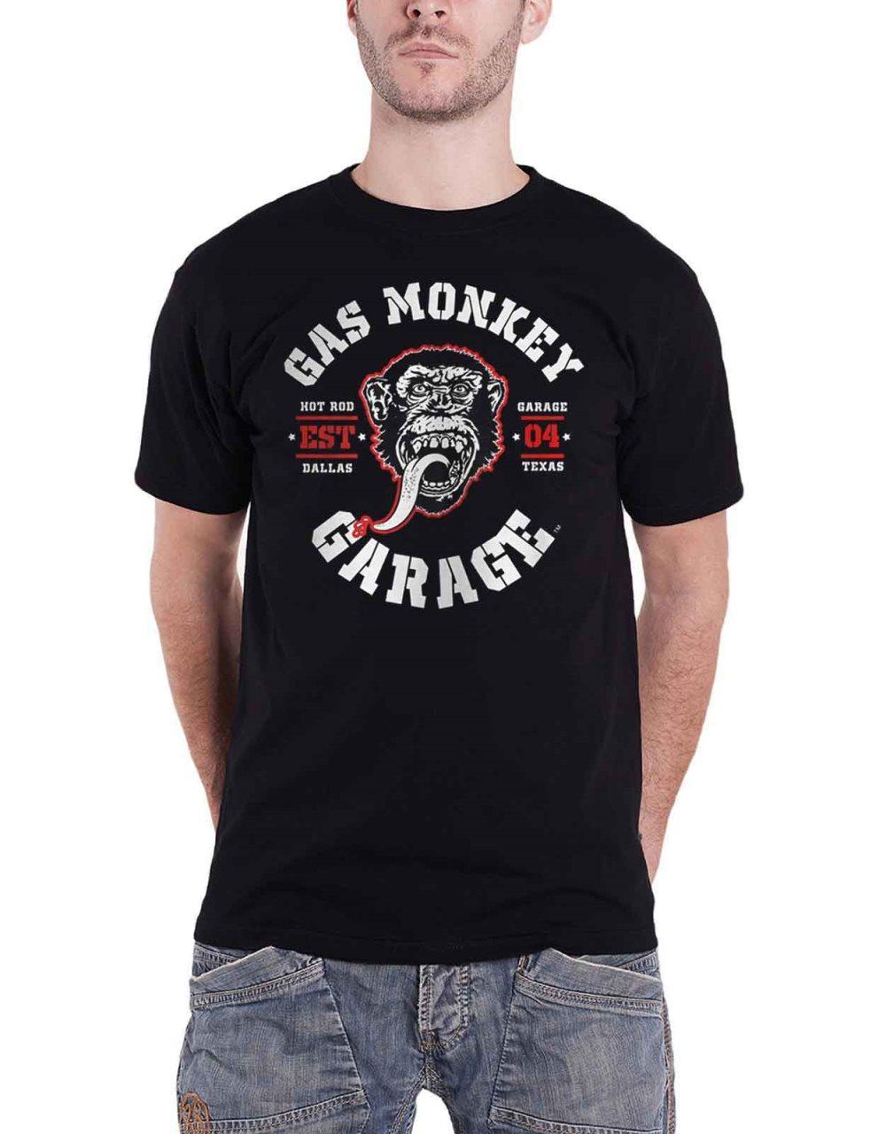 Gas Monkey Garage T Shirt Red Hot GMG Logo Official Mens Black XXL