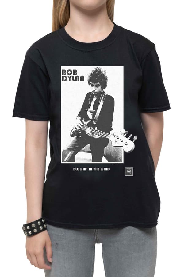 Bob Dylan Kids T Shirt Blowing in the Wind Logo Official Black Ages 1-12 yrs
