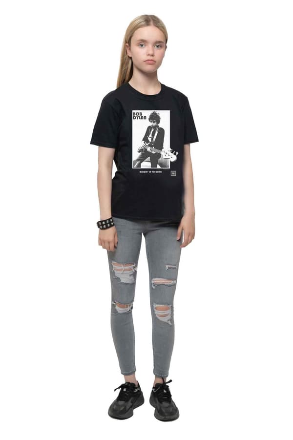 Bob Dylan Kids T Shirt Blowing in the Wind Logo Official Black Ages 1-12 yrs