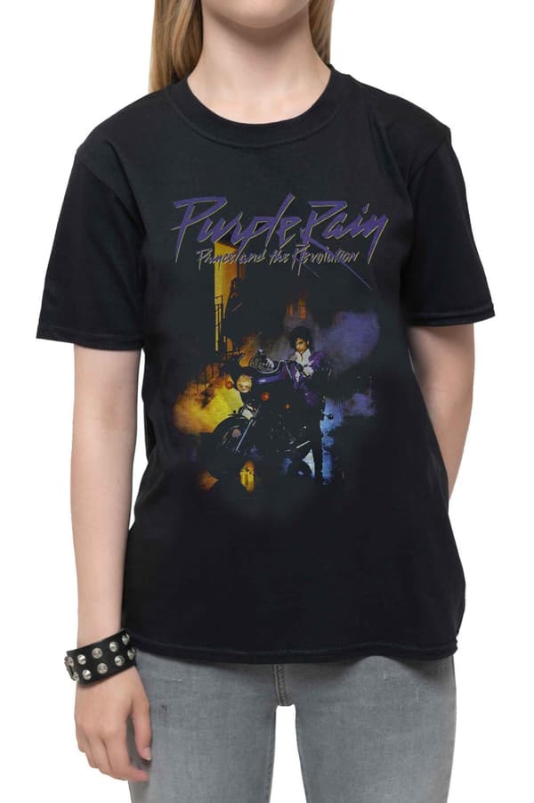 Prince Kids T Shirt Purple Rain Logo Official Black Ages 1-12 yrs
