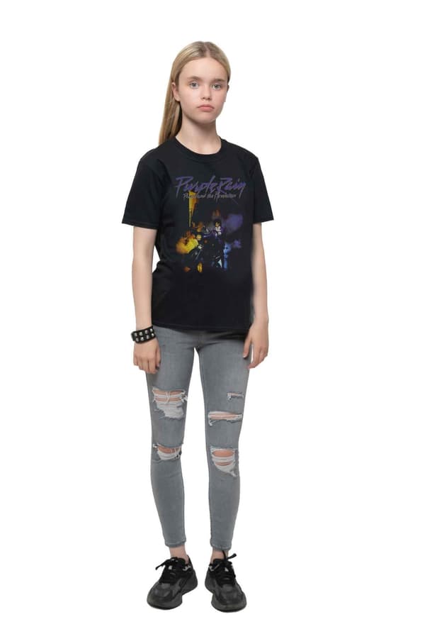 Prince Kids T Shirt Purple Rain Logo Official Black Ages 1-12 yrs