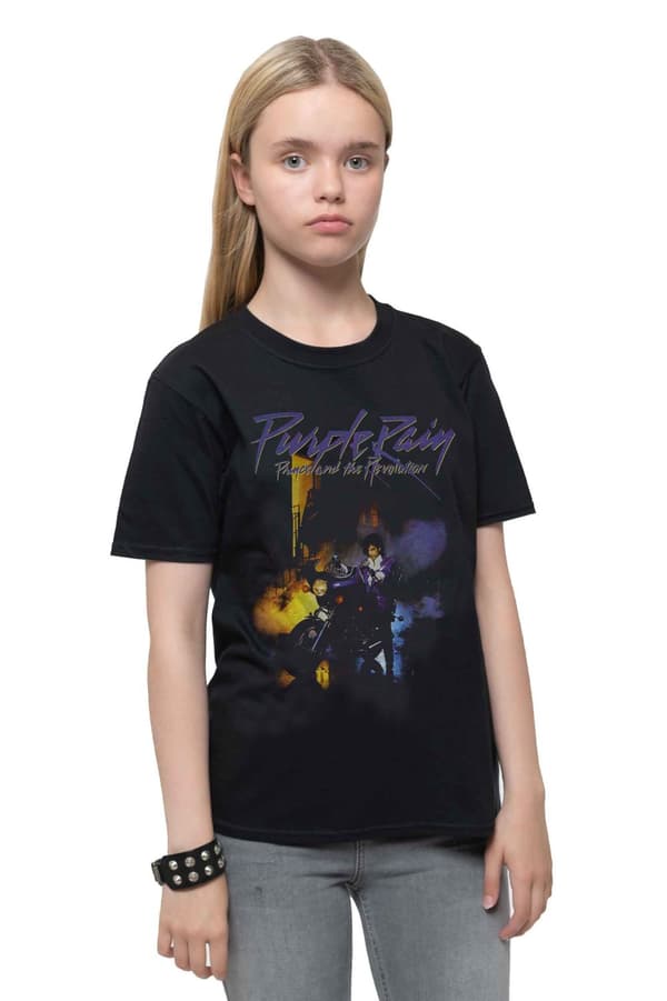 Prince Kids T Shirt Purple Rain Logo Official Black Ages 1-12 yrs