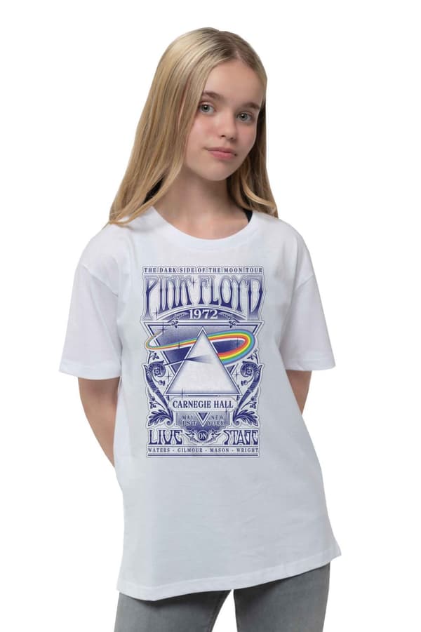 Pink Floyd Kids T Shirt Carnegie Hall Poster Official White Ages 3-14 yrs