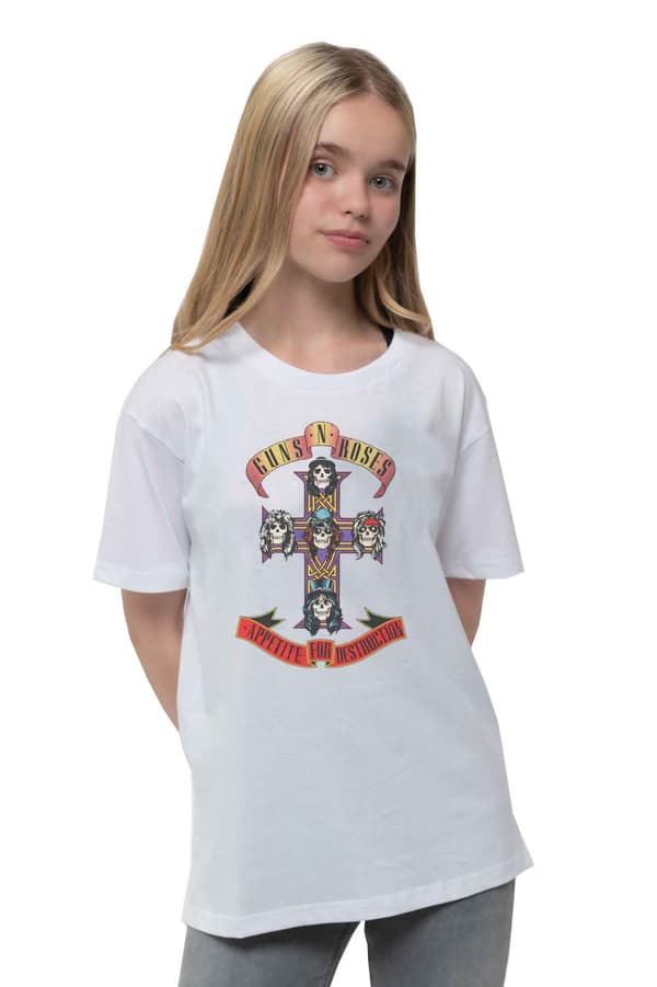 Guns N Roses Kids T Shirt Appetite for Destruction Logo Official Ages 1-12 yrs White XX-Small (1/2 Yrs