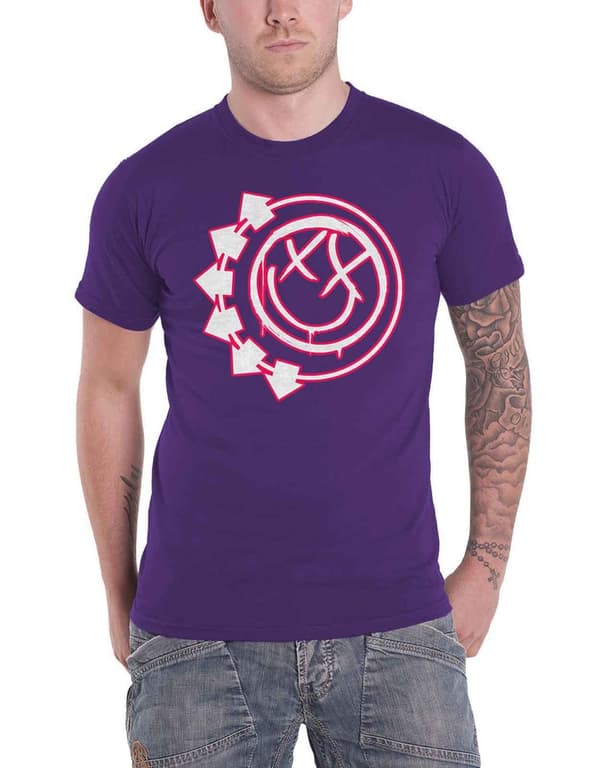Blink 182 T Shirt Six Arrow Smile Band Logo Official Unisex Purple