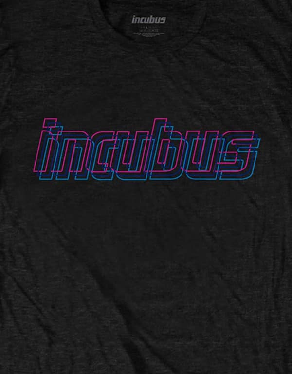 Incubus T Shirt Trippy Neon Band Logo Official Mens Black