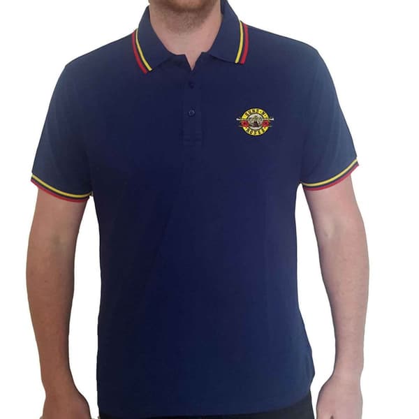Guns N Roses Polo Shirt Classic Logo Official Mens Navy Blue Unisex M