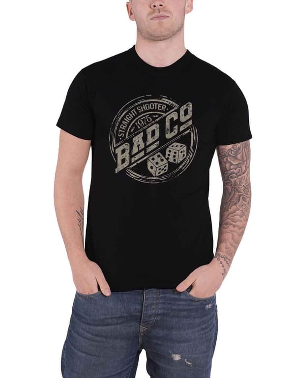 Bad Company T Shirt Straight Shooter Roundel Band Logo Official Mens Black