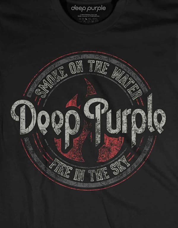 Deep Purple T Shirt Smoke on the Water Circle Band Logo Official Mens Black